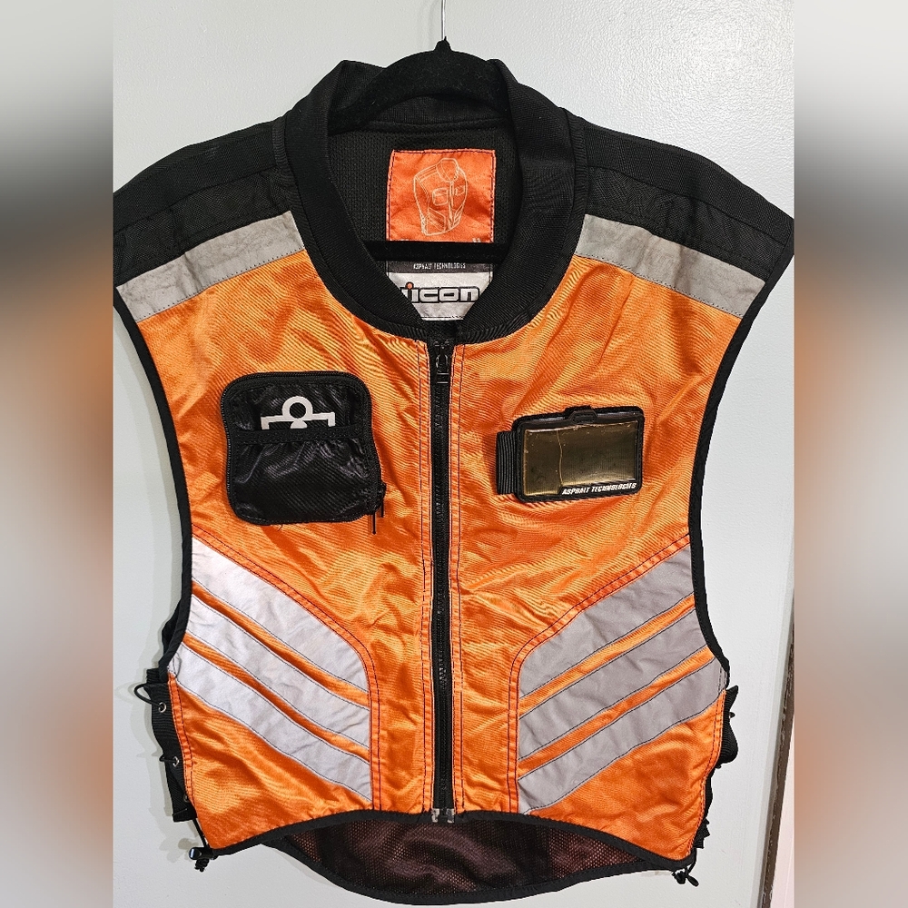 Icon Orange and Black Motorcycle Vest